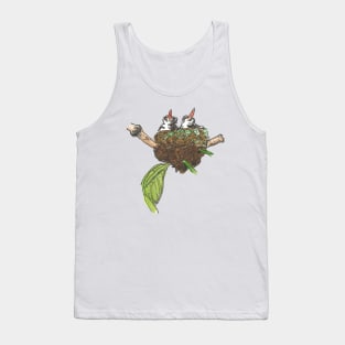 Baby Birds In Their Nest - pen and watercolour painting Tank Top